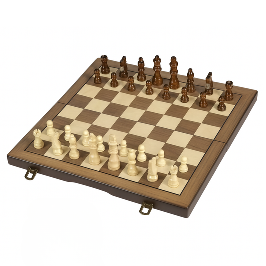 Jeu d’échecs avec plateau pliable en bois