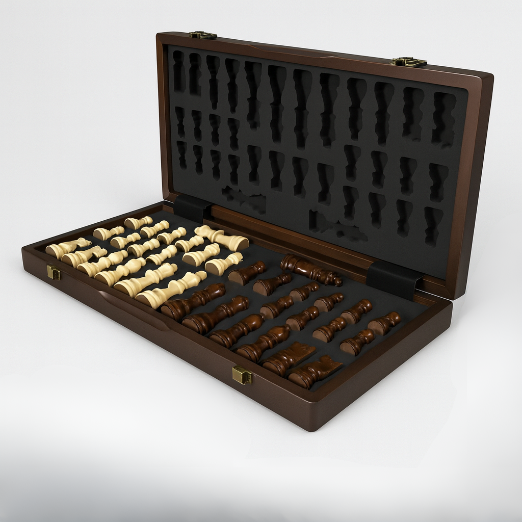 Jeu d’échecs avec plateau pliable en bois