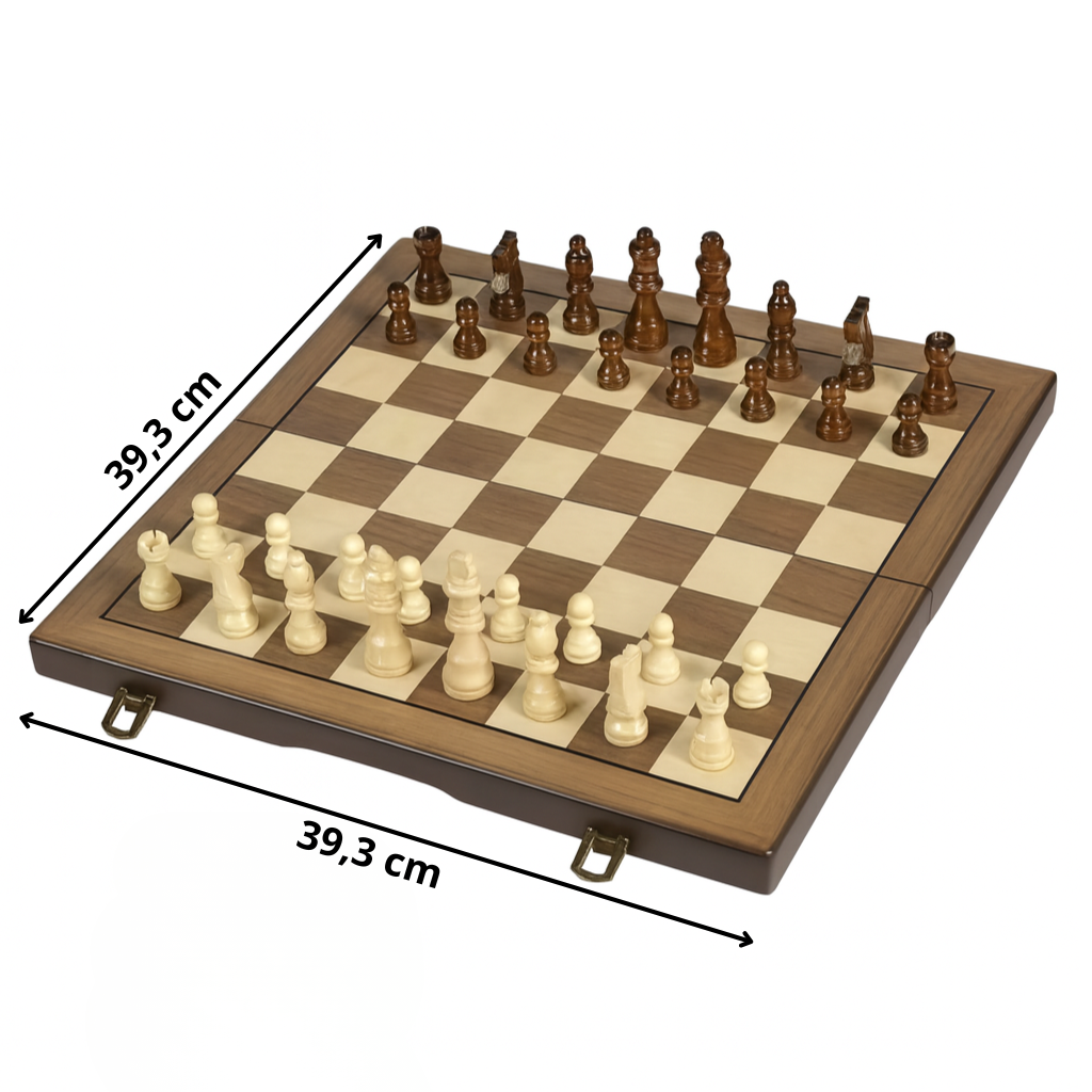 Jeu d’échecs avec plateau pliable en bois